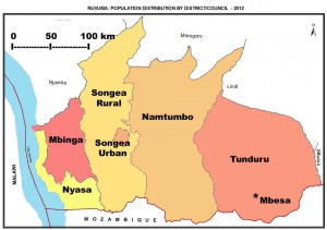  Map of  Ruvuma districts